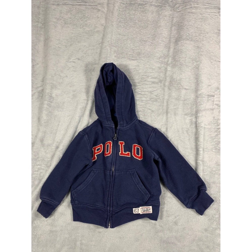 Polo Ralph Lauren 67 RL Sporting Goods Boys Hoodie 2T Blue Split Kangaroo Pocket